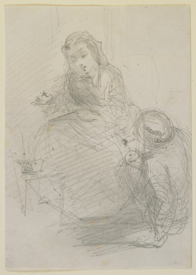 Two Figures: a Girl Seated and a Man on the Ground at Her Left by James Abbott McNeill Whistler
